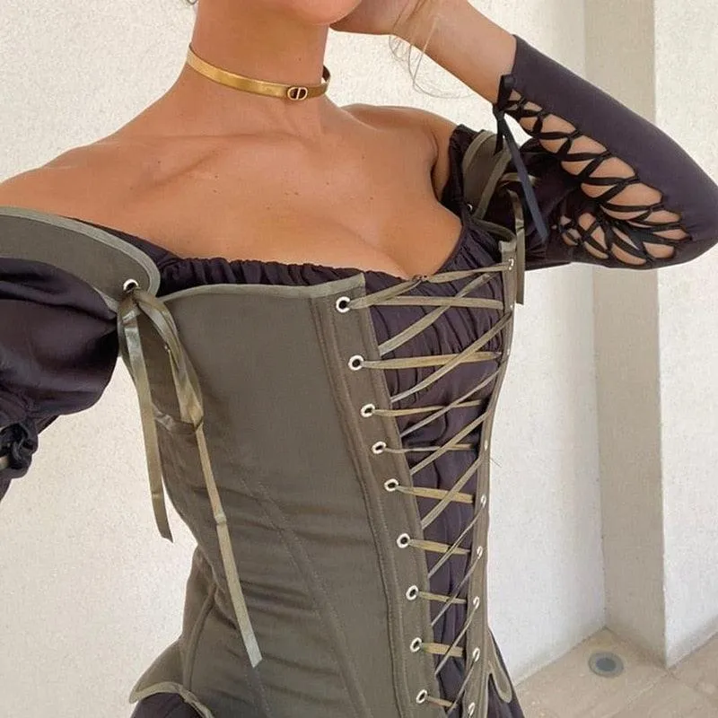 Oil Painting Print Corset Style Top