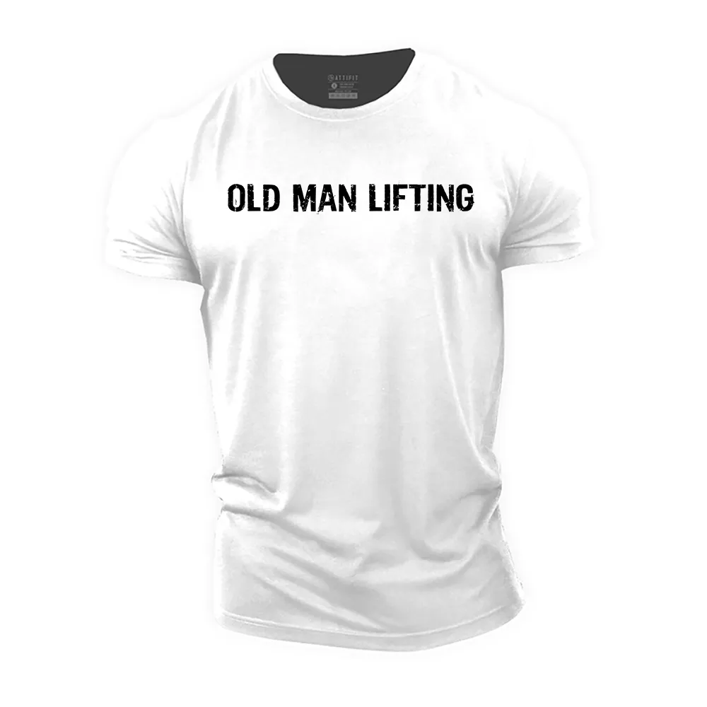 Old Man Lifting Cotton T-Shirt