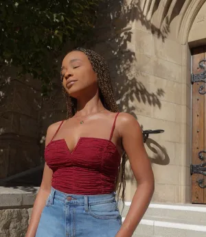 Old Soul Vintage Lace Bodysuit(Wine)
