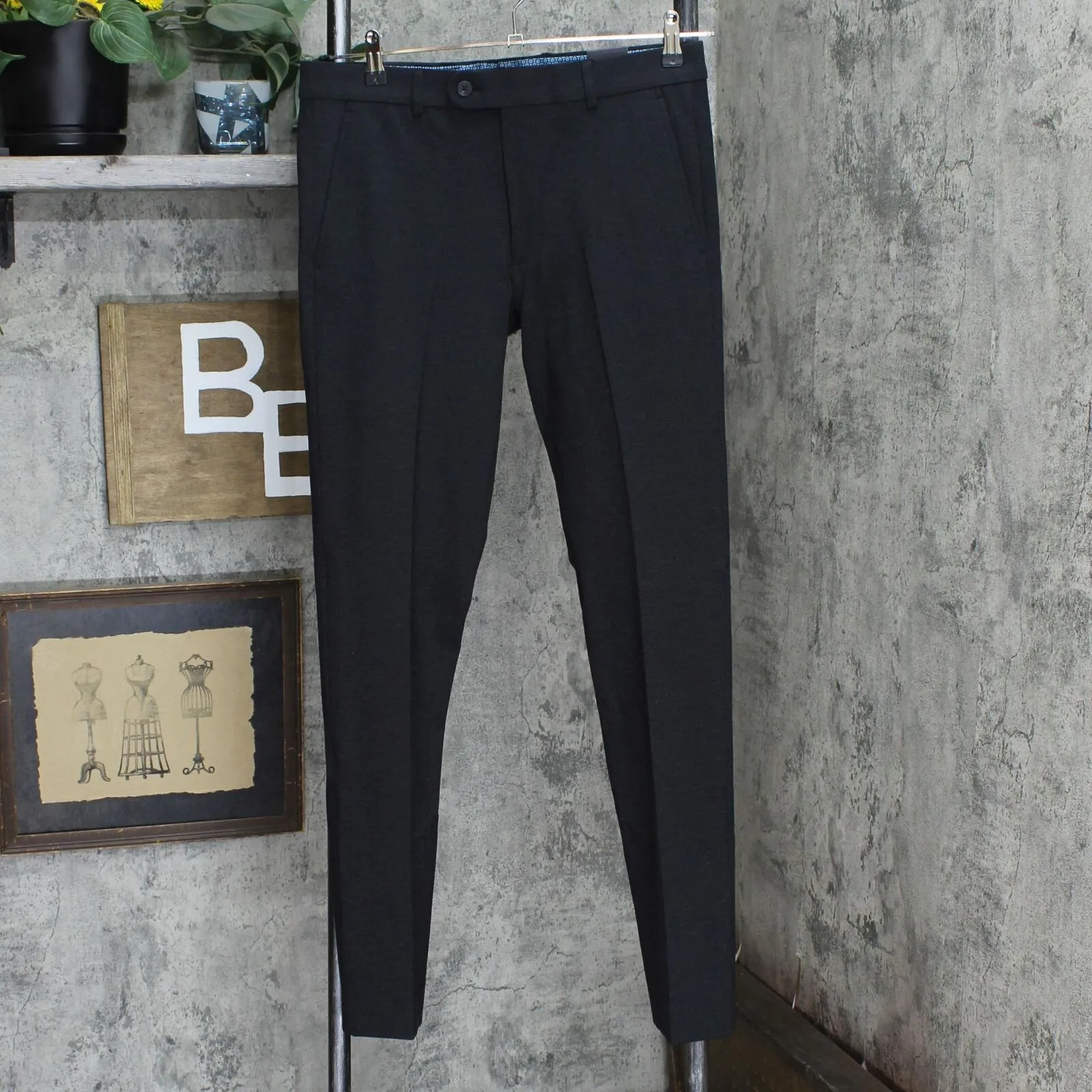 Original Penguin Munsingwear Comfort Stretch Skinny Suit Black Pindot 38R 31W