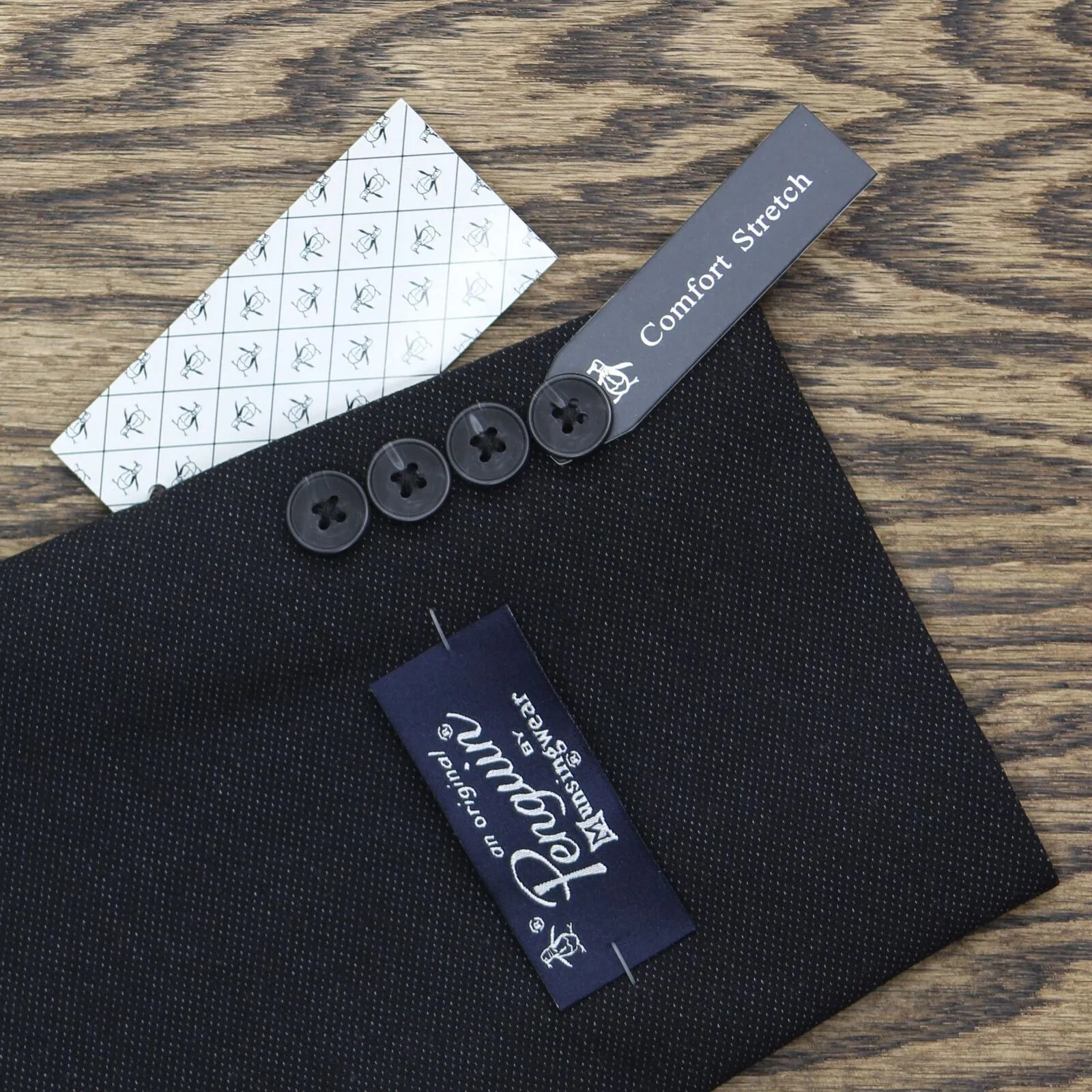 Original Penguin Munsingwear Comfort Stretch Skinny Suit Black Pindot 38R 31W