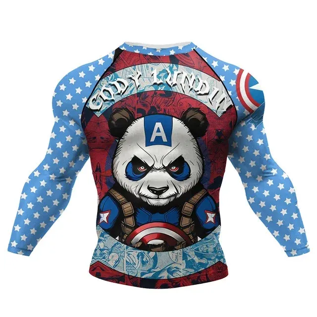 Panda Compression 'Captain Panda' Long Sleeve Rashguard Short Set