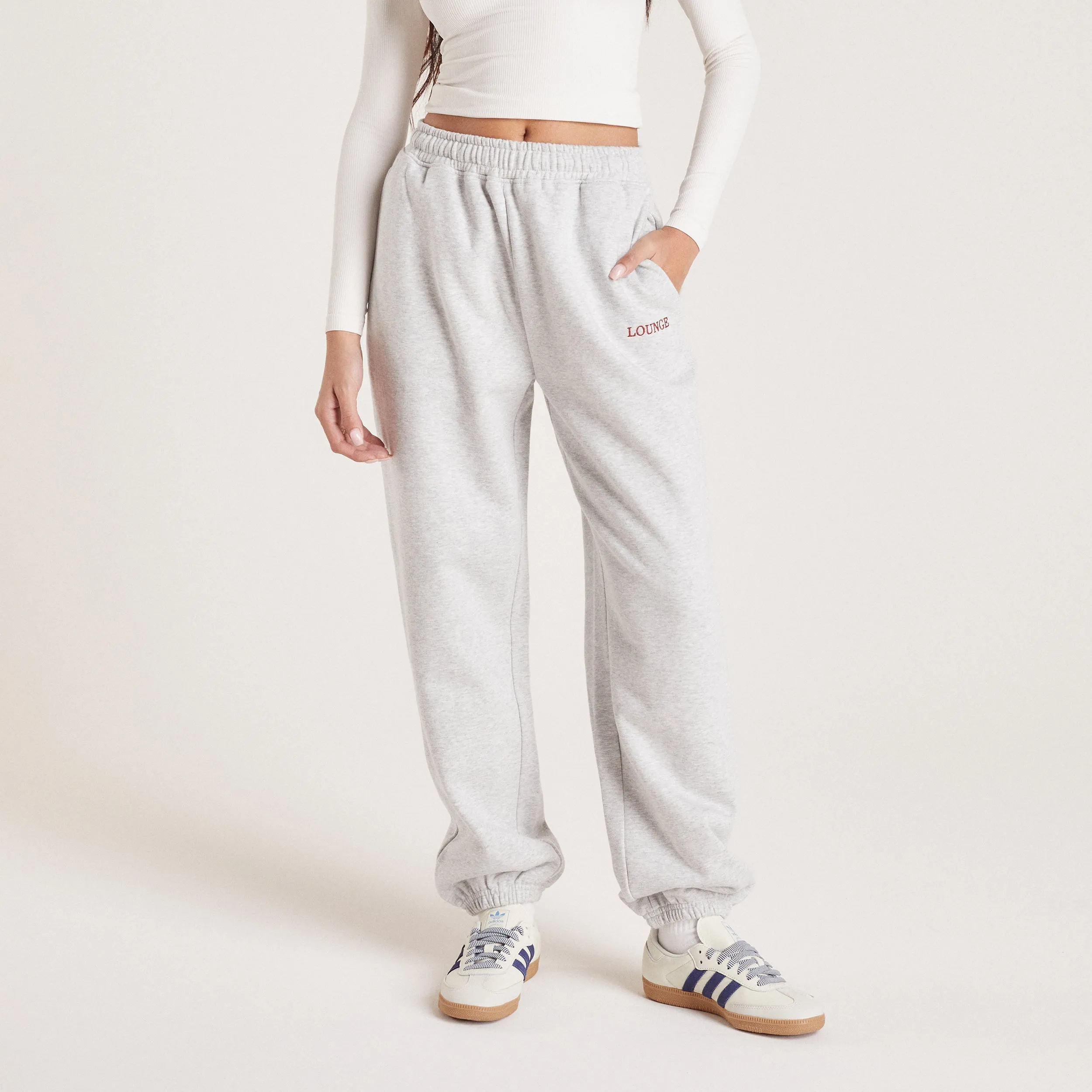 Pantalon de Jogging Resserré en Bas - Gris Chiné