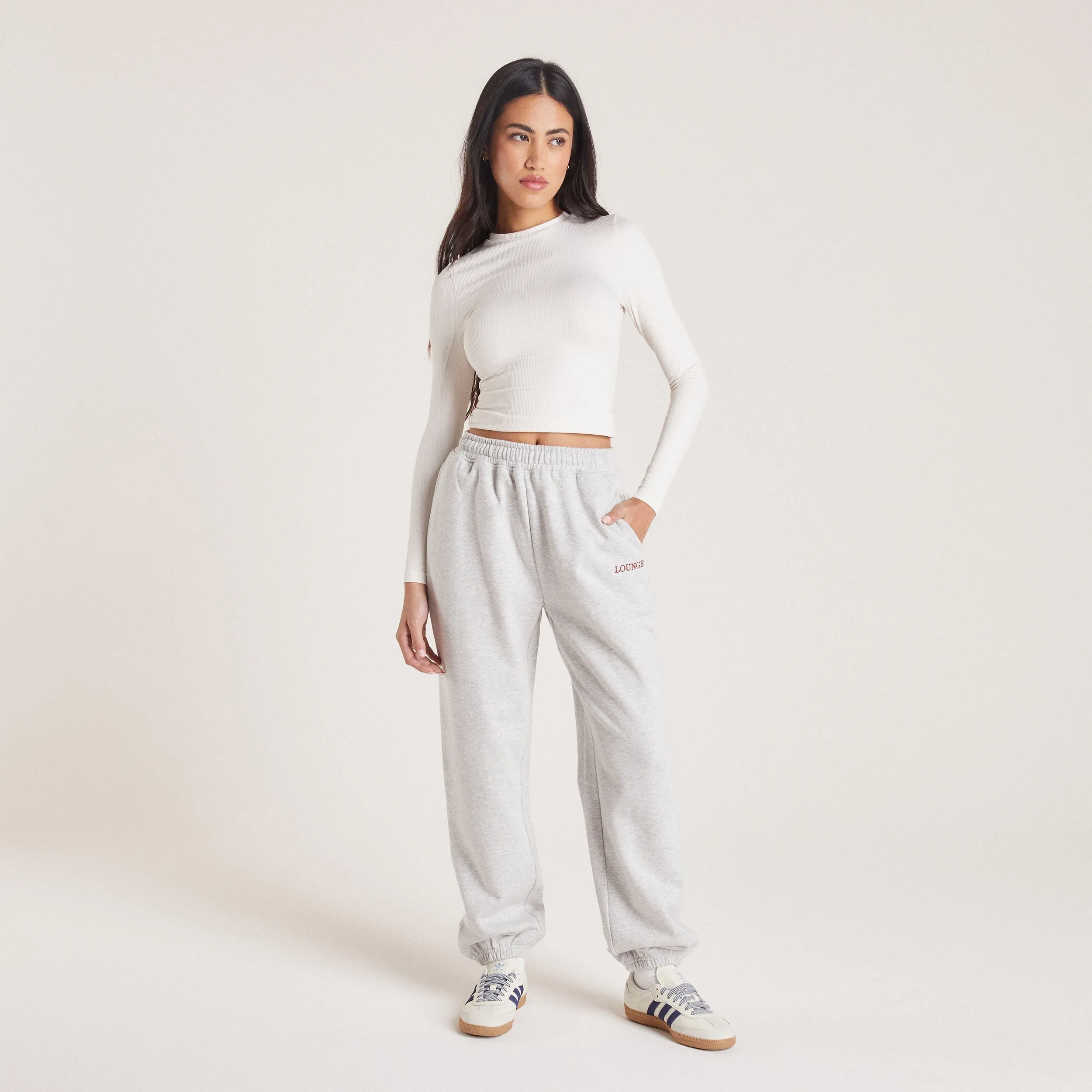 Pantalon de Jogging Resserré en Bas - Gris Chiné