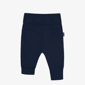 Pantalon évolutif unisexe marine en jersey extensible, bébé || Unisex navy stretch jersey pants, baby