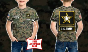 Personalized Custom Name 3D US Army Veteran Ver1 Kid Tshirt QT301176