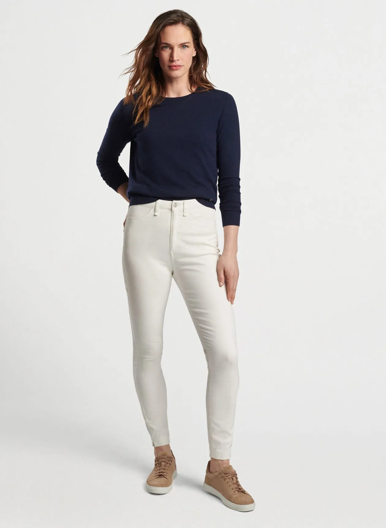 Peter Millar Womens Karlie Stretch Sateen High Rise Pant - WHITE