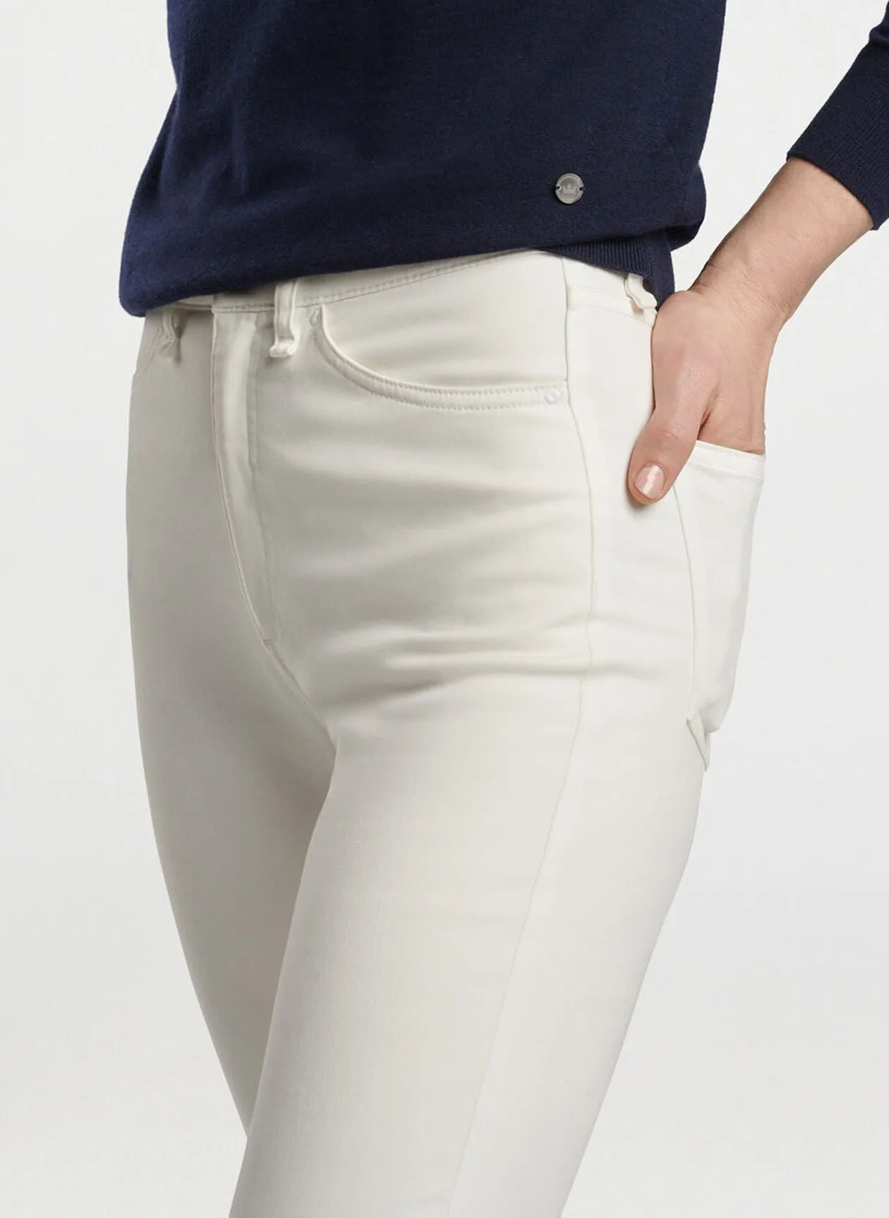 Peter Millar Womens Karlie Stretch Sateen High Rise Pant - WHITE
