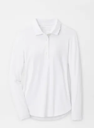 Peter Millar Womens Opal Long-Sleeve Stretch Jersey Polo - WHITE