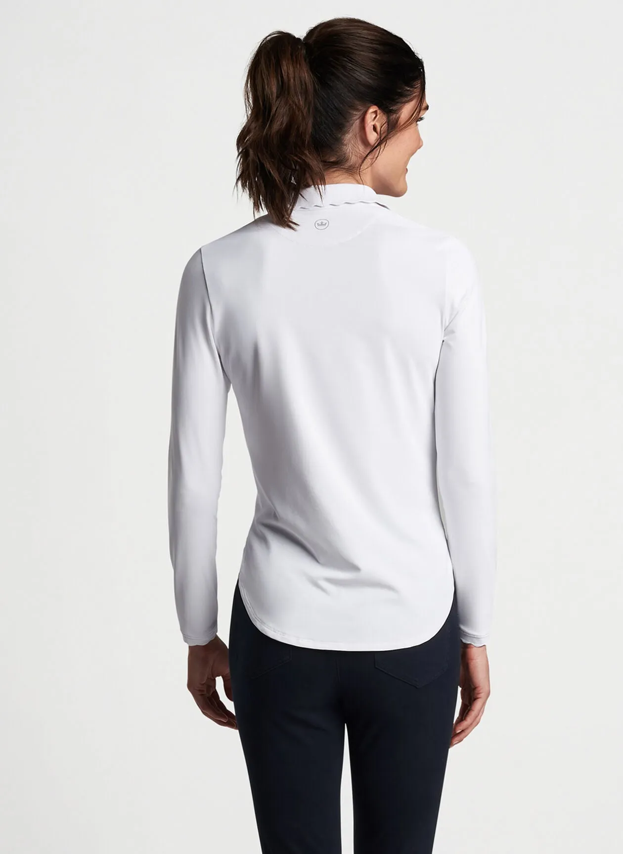 Peter Millar Womens Opal Long-Sleeve Stretch Jersey Polo - WHITE