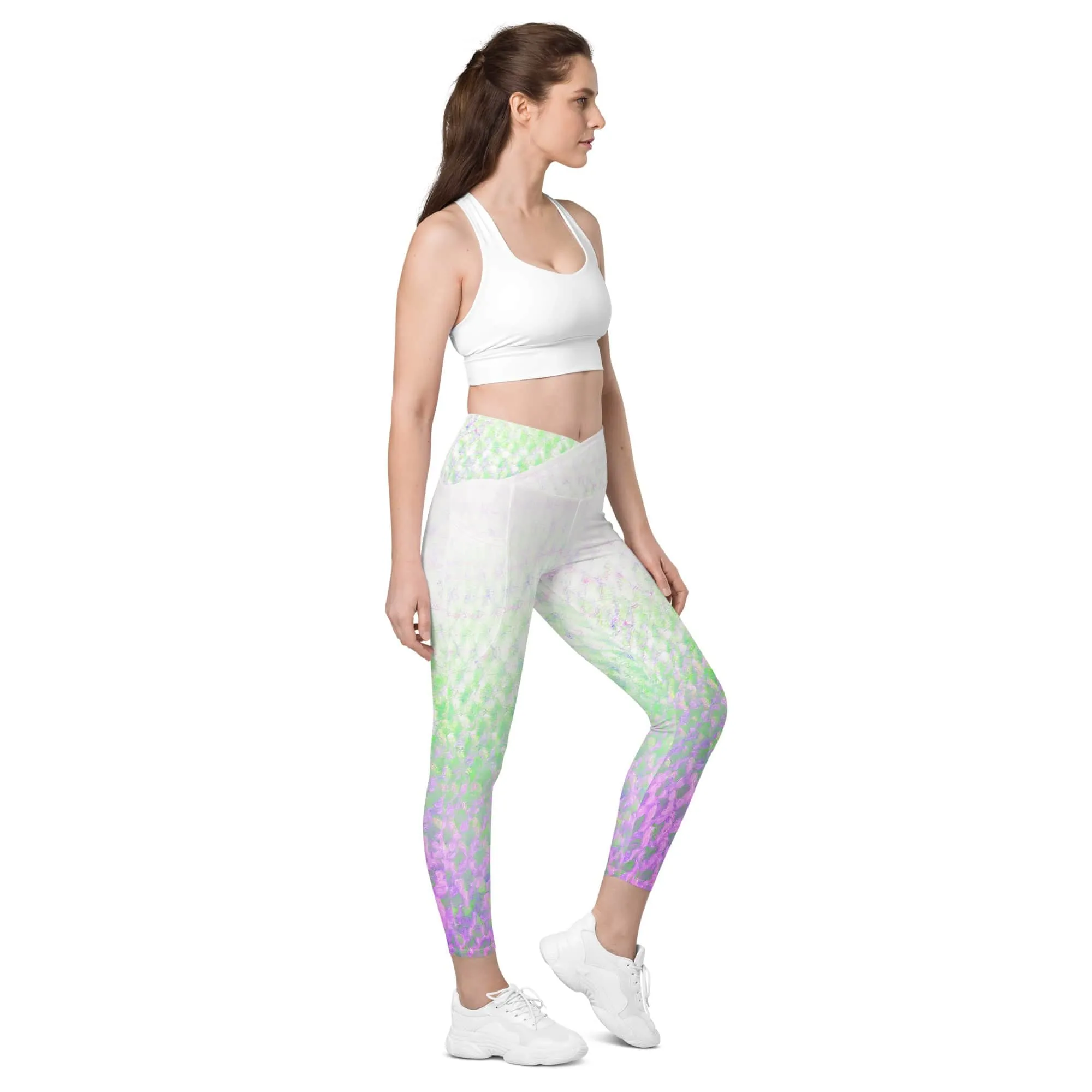 Pink Flex Fin Yoga Workout Leggings with Pockets