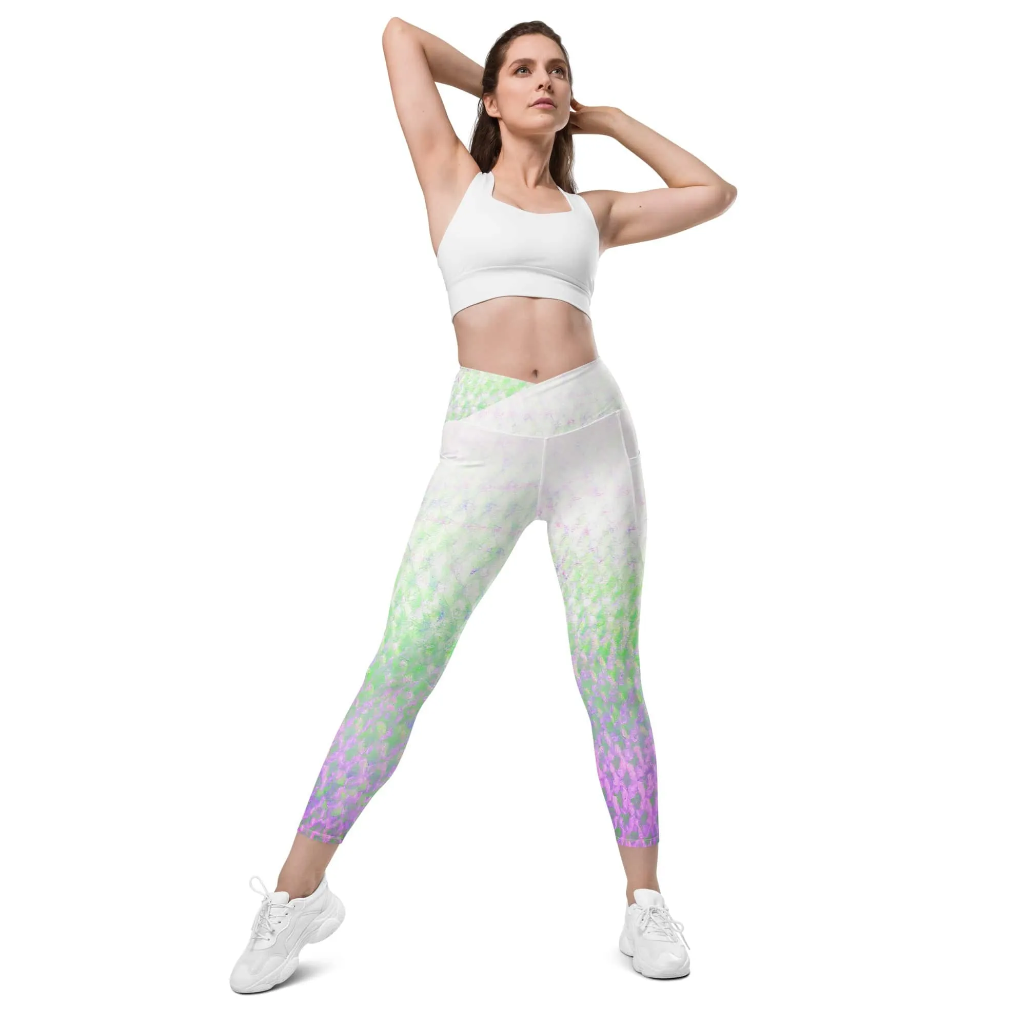 Pink Flex Fin Yoga Workout Leggings with Pockets