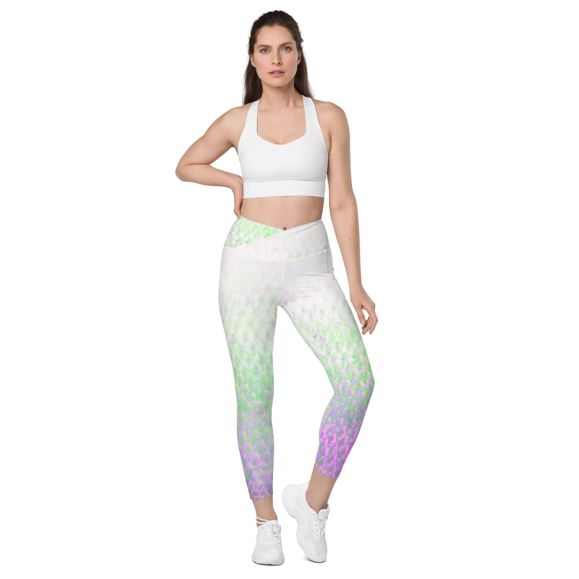 Pink Flex Fin Yoga Workout Leggings with Pockets