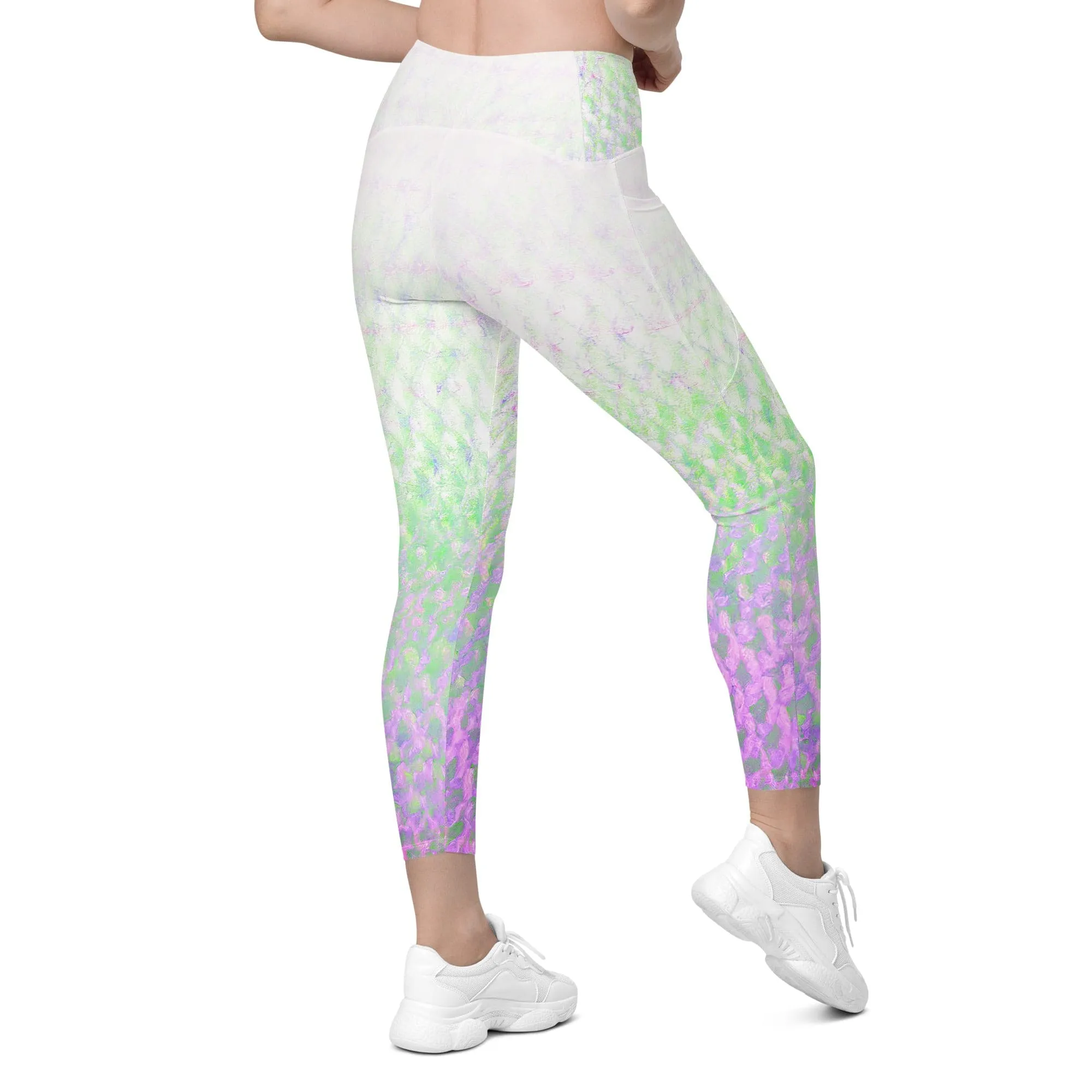 Pink Flex Fin Yoga Workout Leggings with Pockets