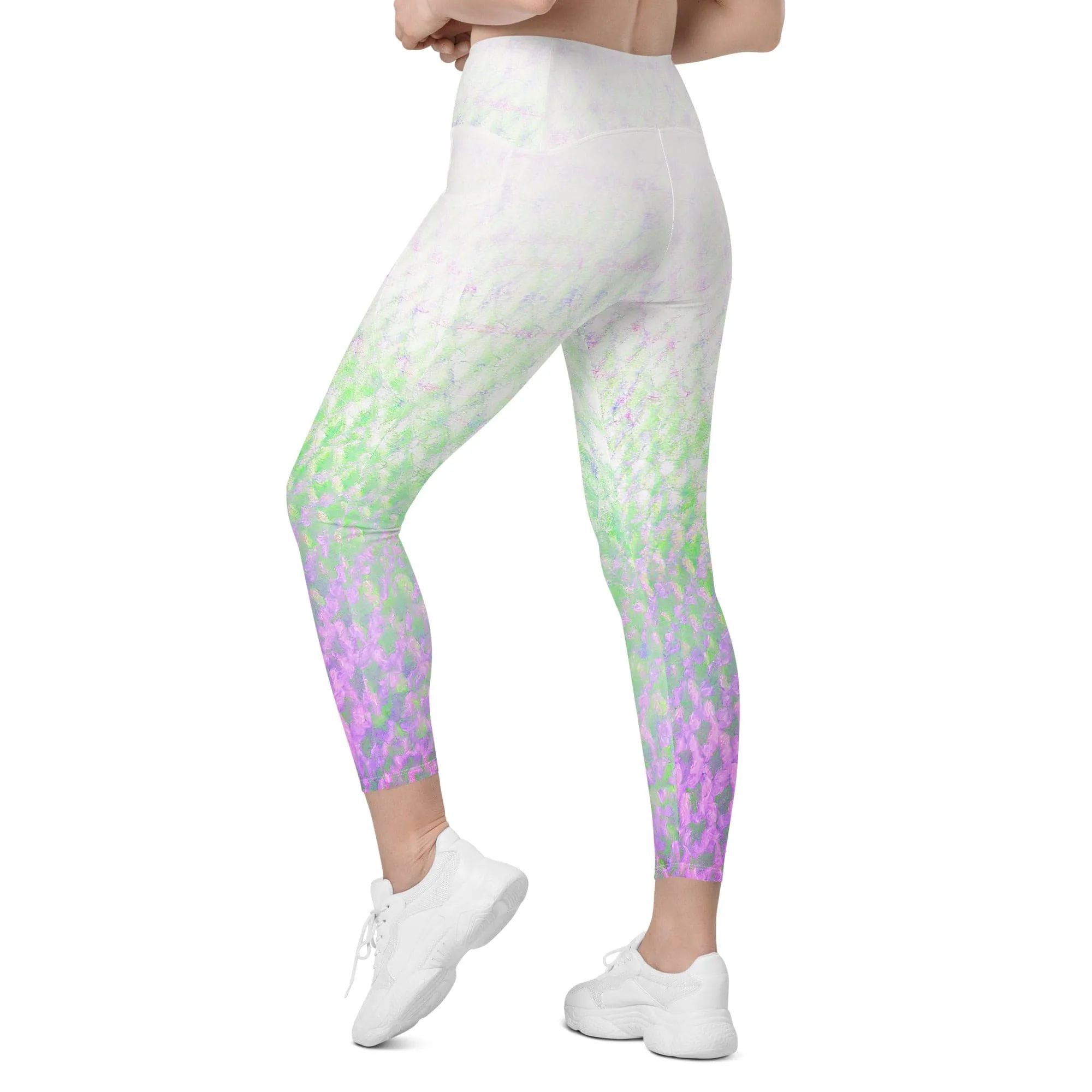 Pink Flex Fin Yoga Workout Leggings with Pockets