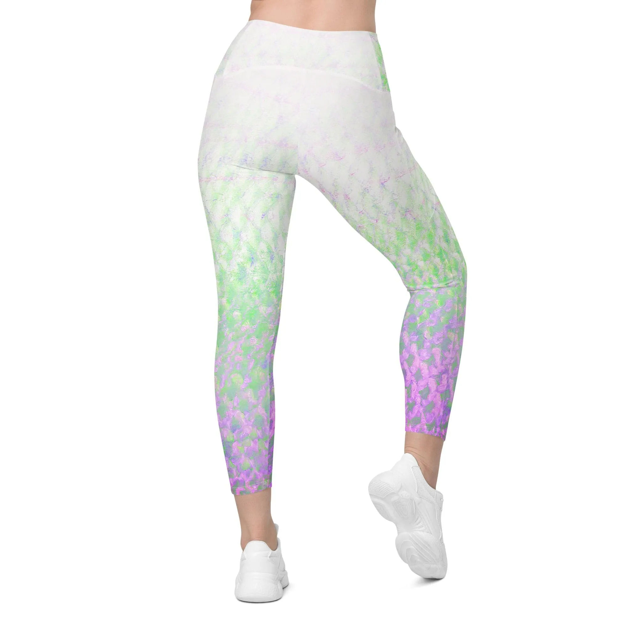 Pink Flex Fin Yoga Workout Leggings with Pockets