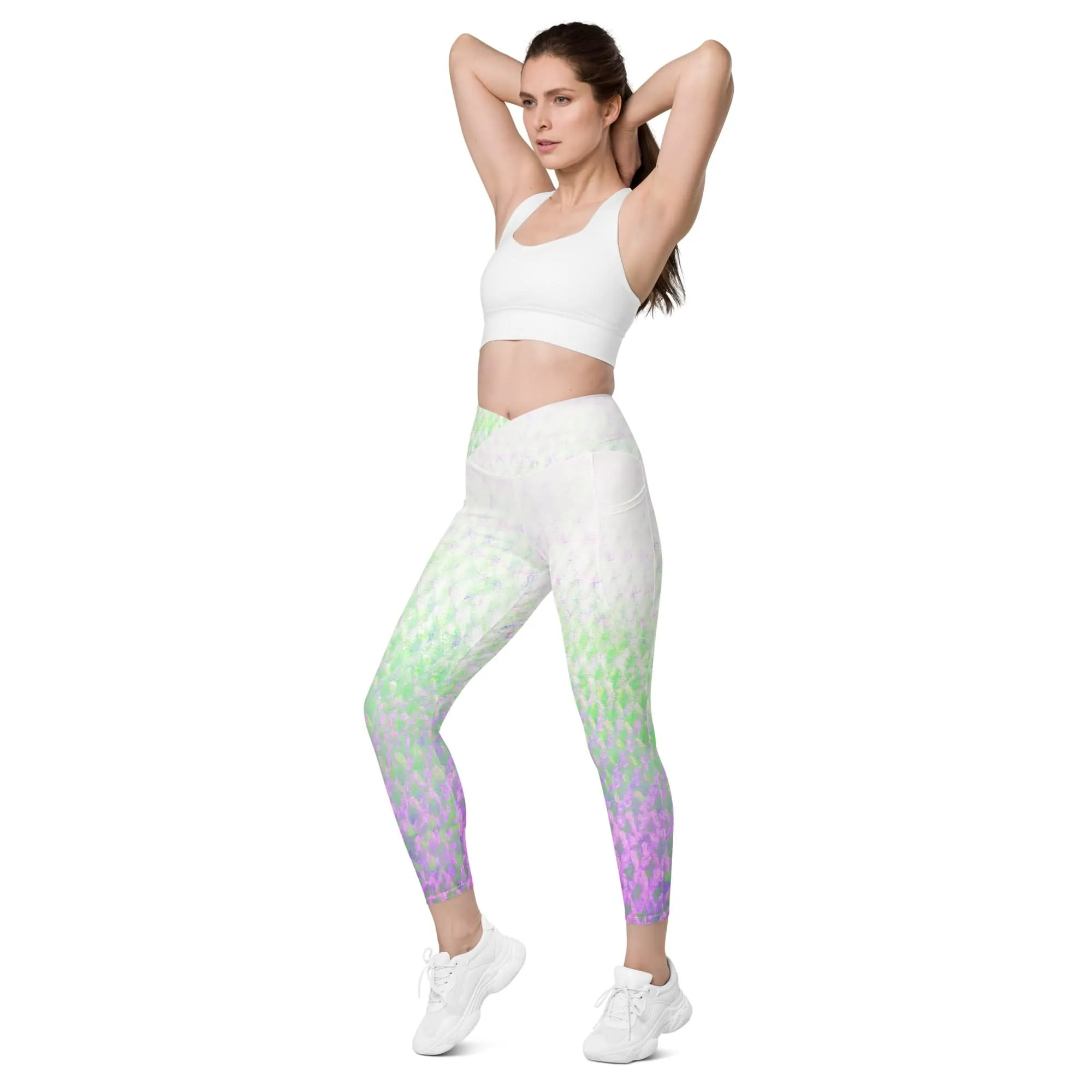 Pink Flex Fin Yoga Workout Leggings with Pockets
