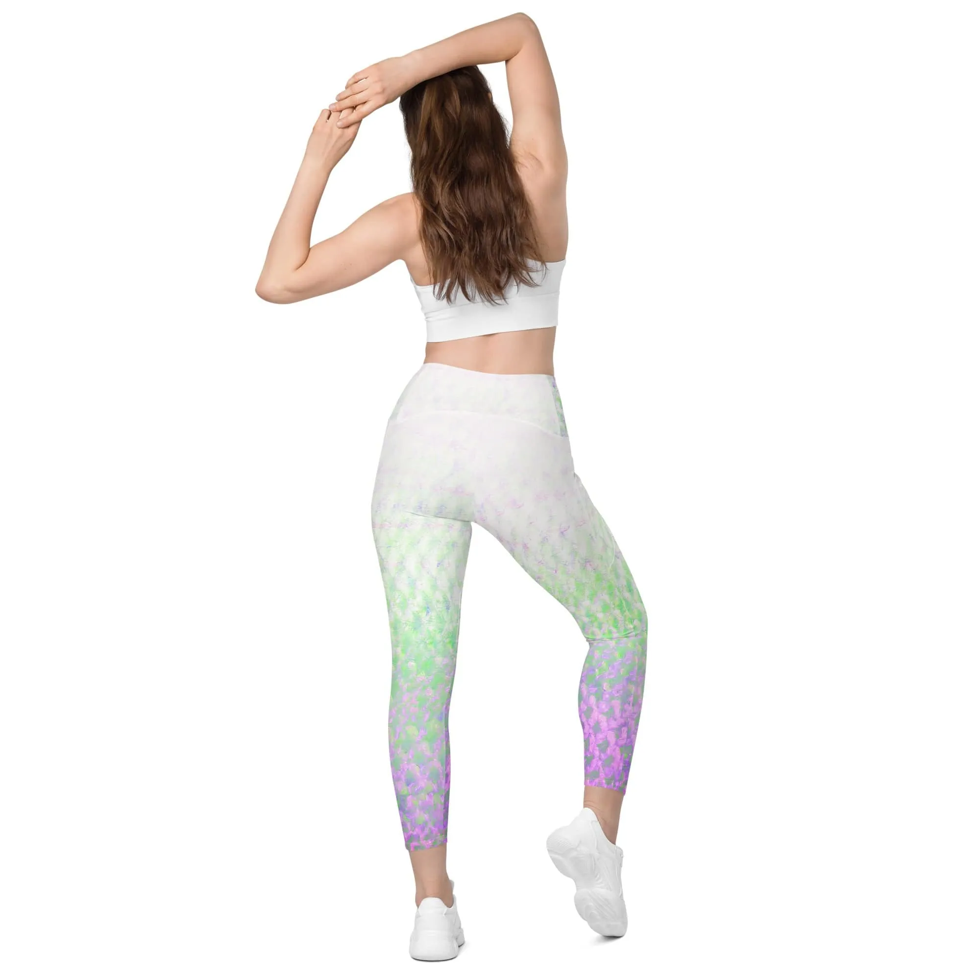 Pink Flex Fin Yoga Workout Leggings with Pockets