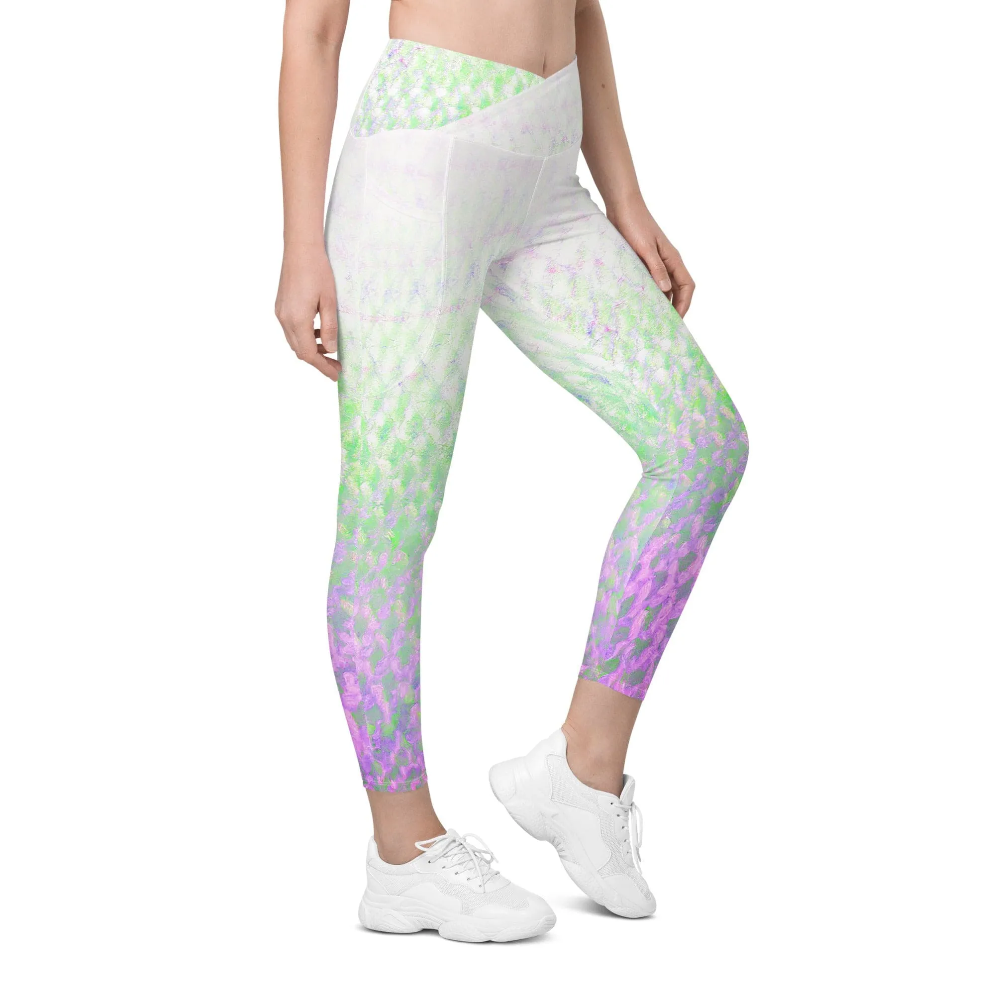 Pink Flex Fin Yoga Workout Leggings with Pockets
