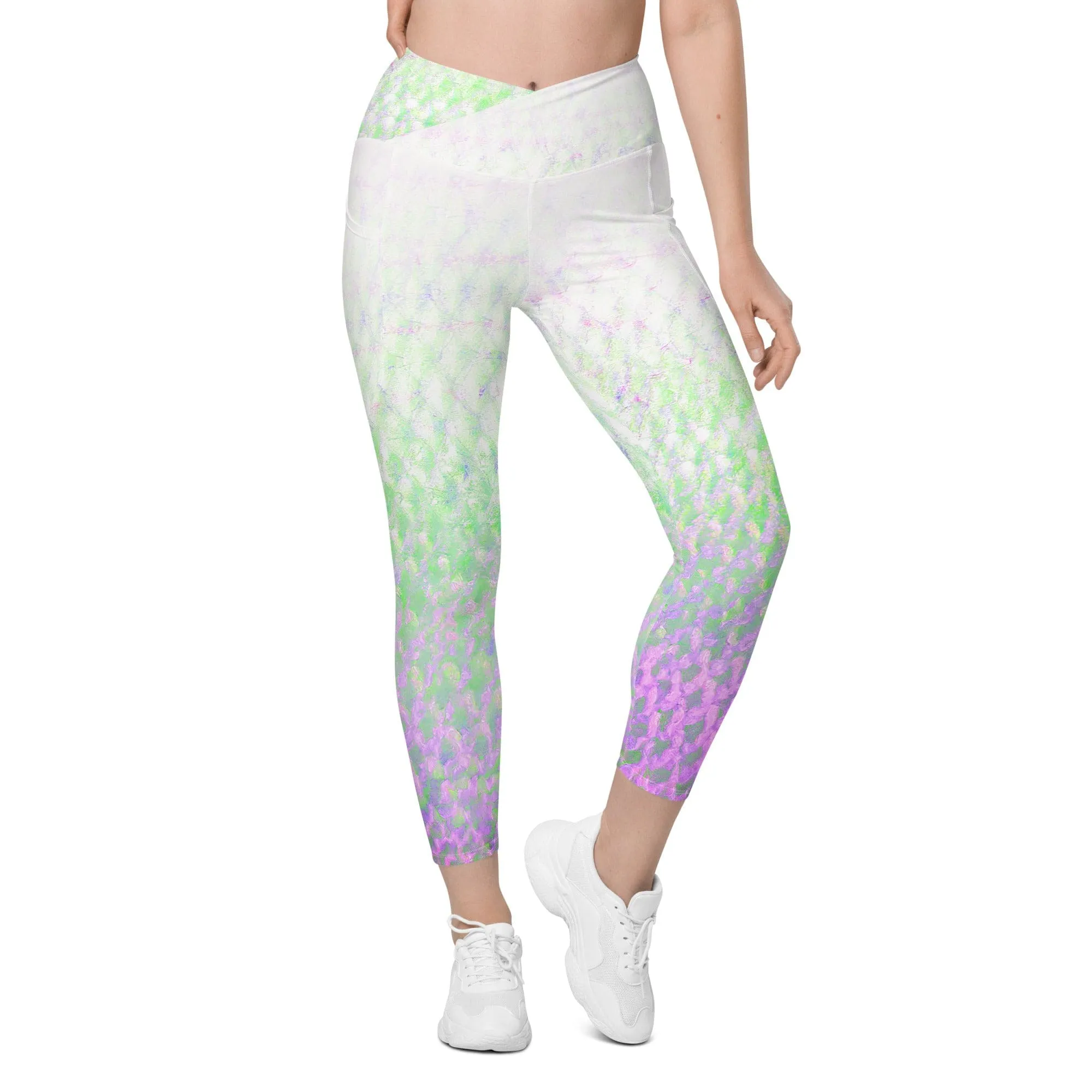 Pink Flex Fin Yoga Workout Leggings with Pockets