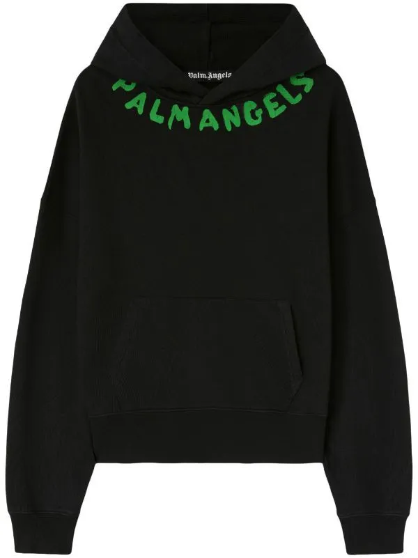 Premium Seasonal Black Logo-Print Hoodie