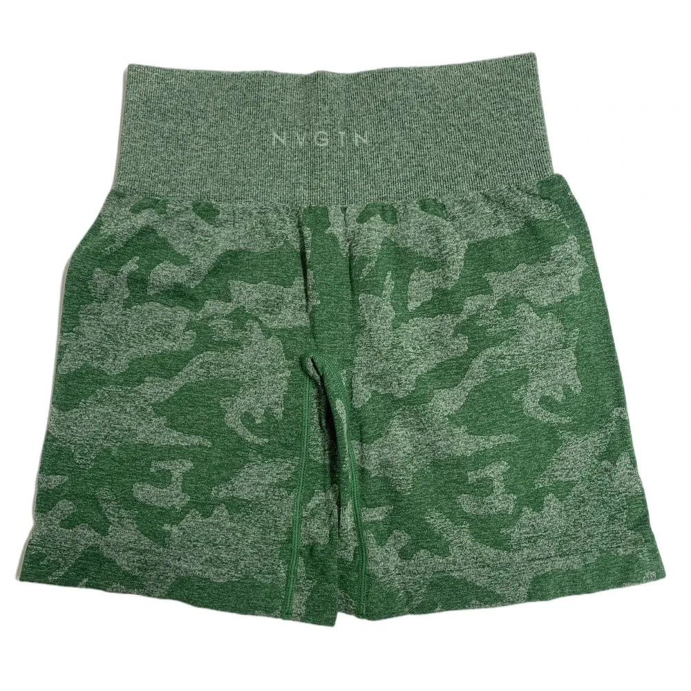 Premium Women's Camo Seamless Shorts – High-Waisted, Compression Waistband, Soft, Flexible, Durable Activewear for Intense Workouts, Comfortable Stretch Fit