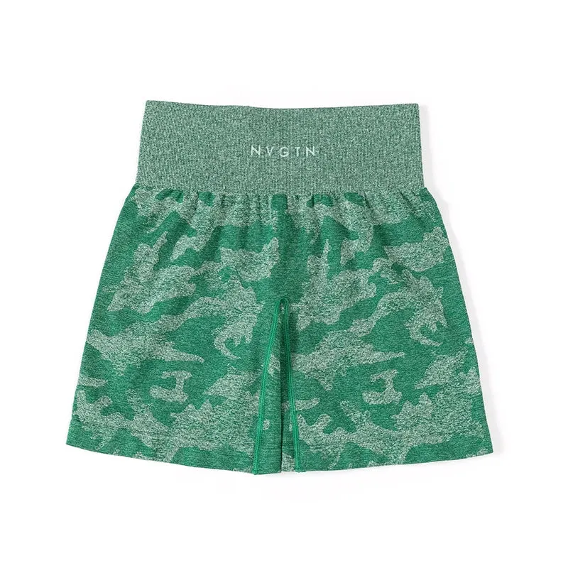 Premium Women's Camo Seamless Shorts – High-Waisted, Compression Waistband, Soft, Flexible, Durable Activewear for Intense Workouts, Comfortable Stretch Fit