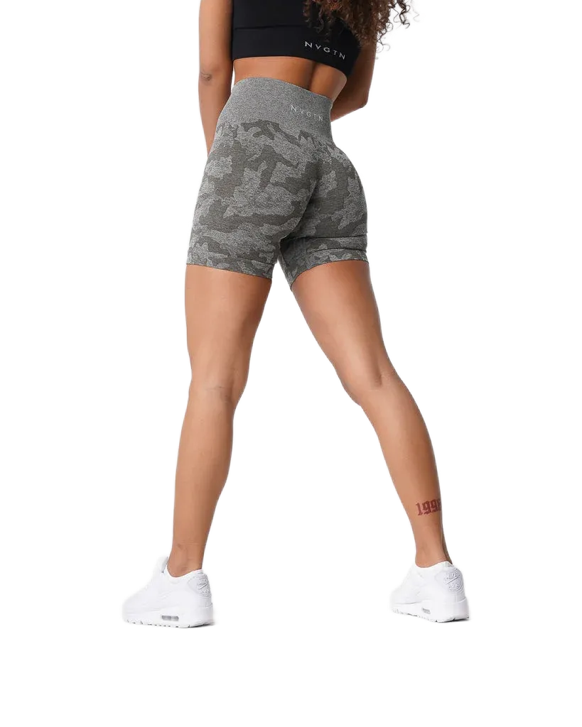 Premium Women's Camo Seamless Shorts – High-Waisted, Compression Waistband, Soft, Flexible, Durable Activewear for Intense Workouts, Comfortable Stretch Fit
