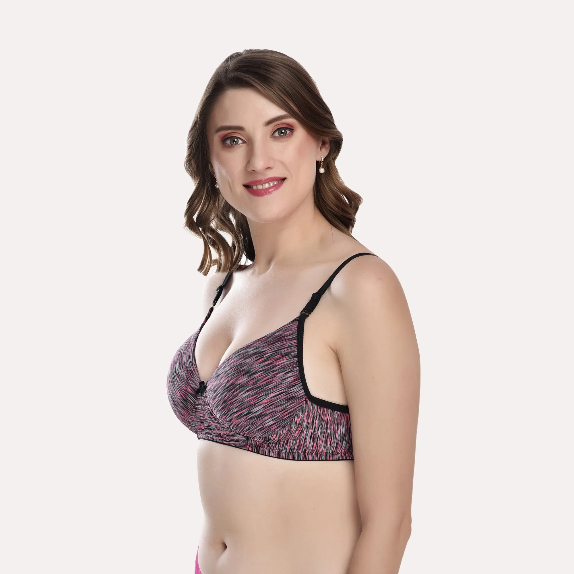 Purple & Blue Pack Of 3 Rapid Dry Abstract Bra Lightly Padded