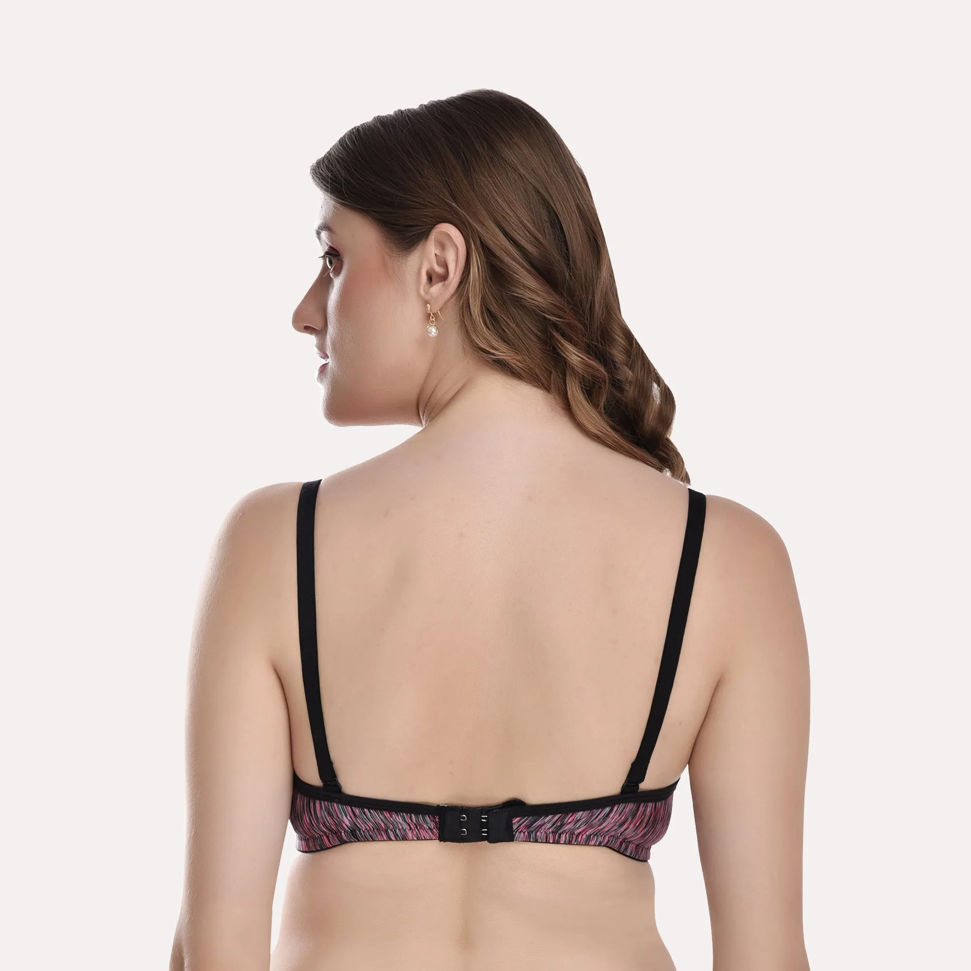 Purple & Blue Pack Of 3 Rapid Dry Abstract Bra Lightly Padded
