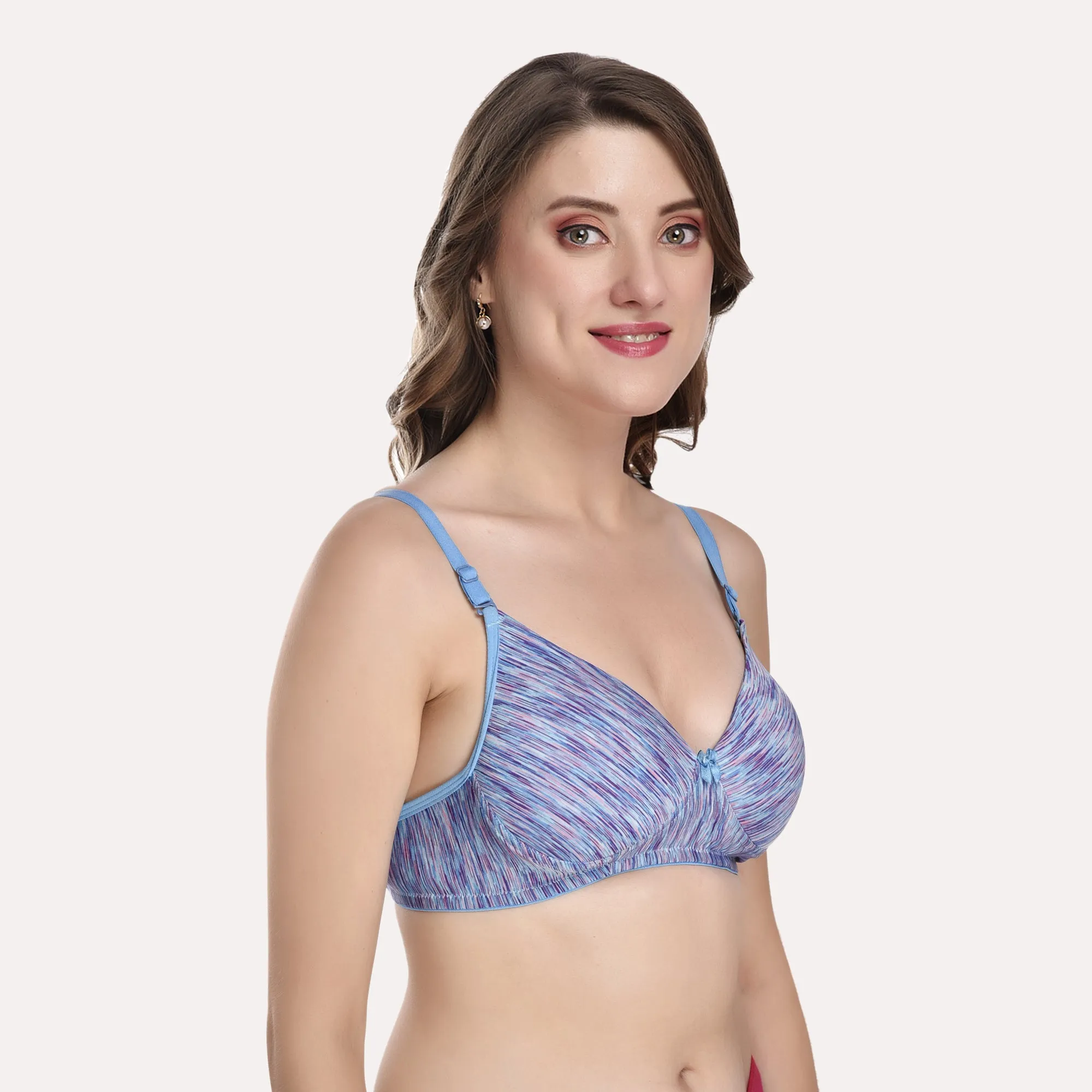 Purple & Blue Pack Of 3 Rapid Dry Abstract Bra Lightly Padded