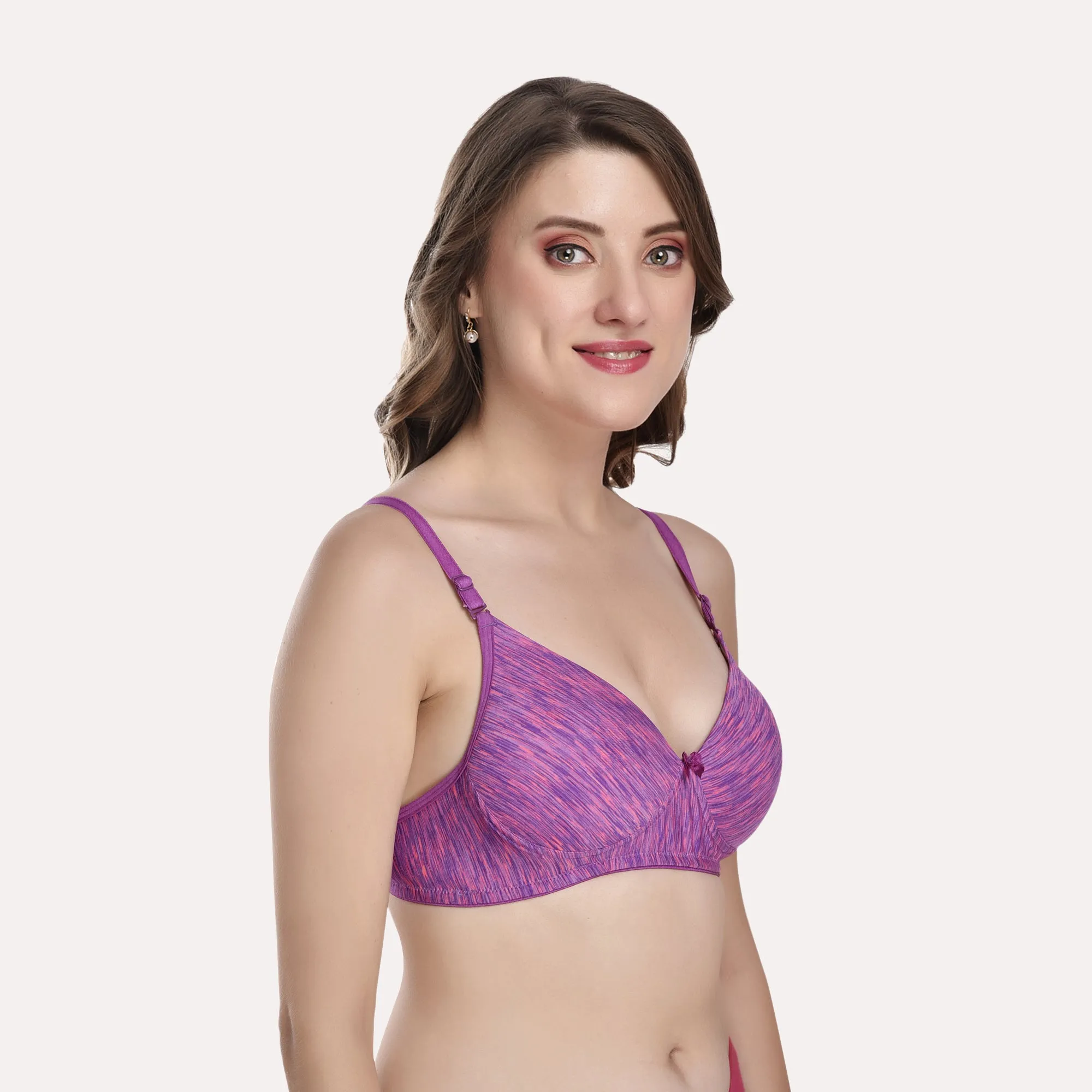 Purple & Blue Pack Of 3 Rapid Dry Abstract Bra Lightly Padded
