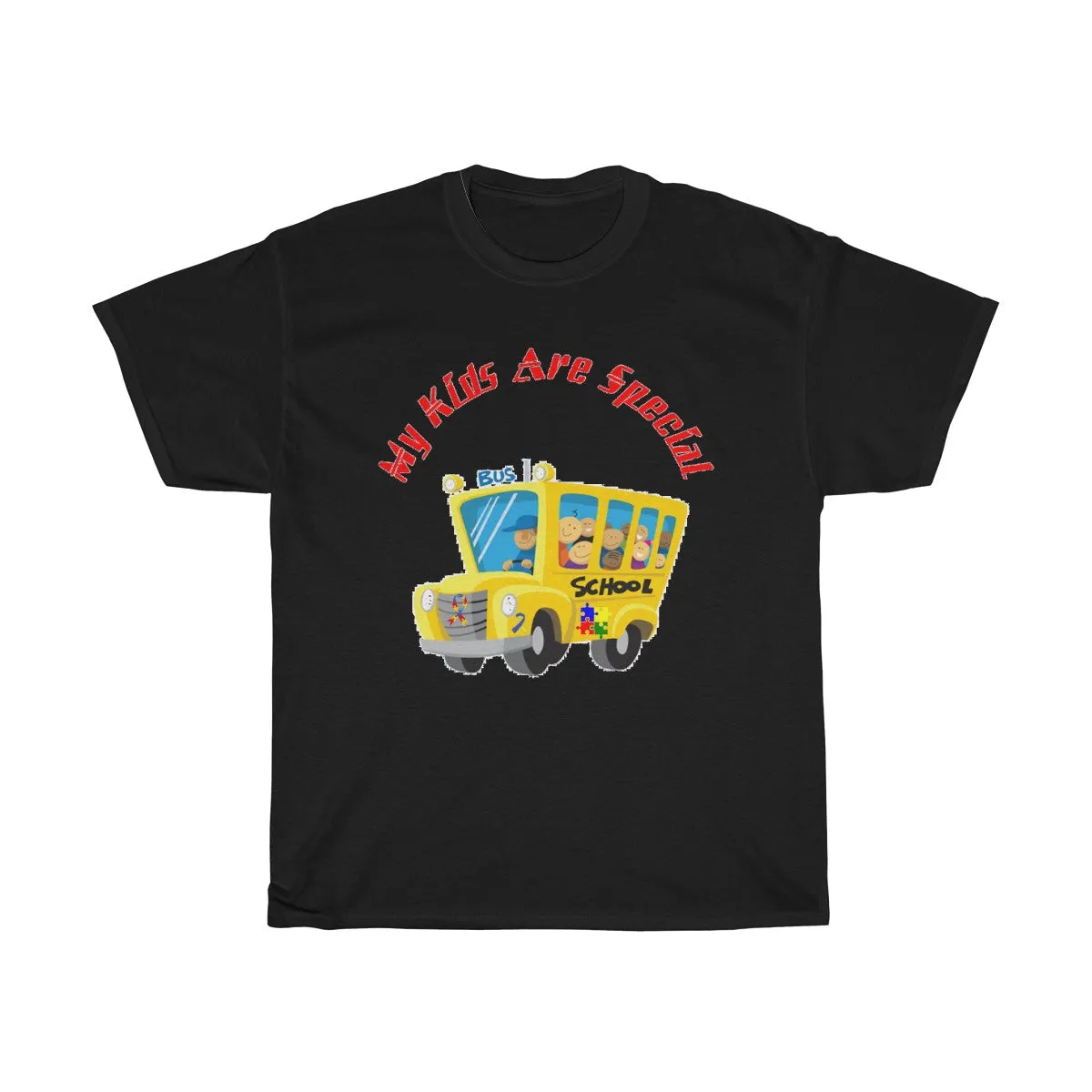 "Schoolbus Special Kids" Red Letters Unisex Heavy Cotton Tee