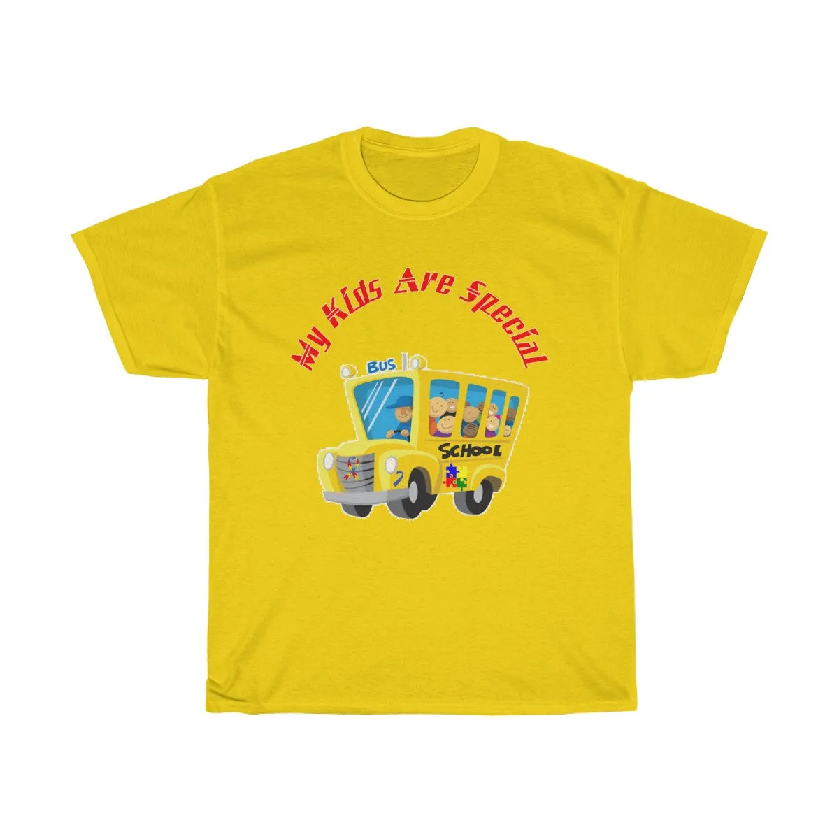 "Schoolbus Special Kids" Red Letters Unisex Heavy Cotton Tee
