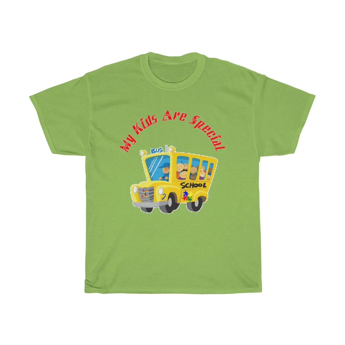 "Schoolbus Special Kids" Red Letters Unisex Heavy Cotton Tee
