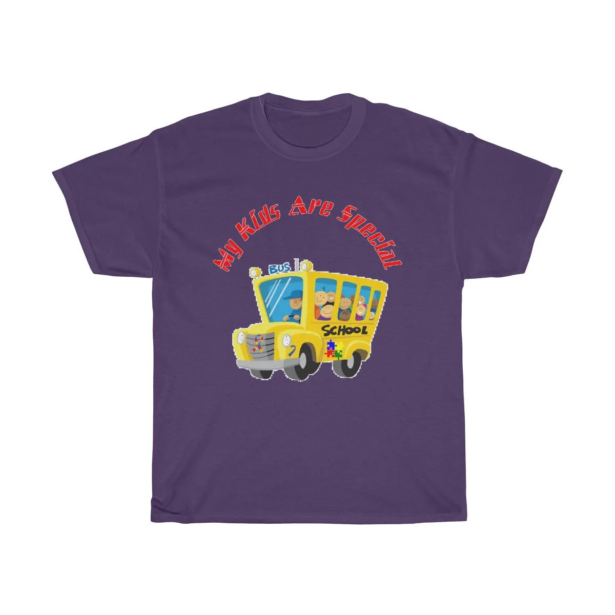 "Schoolbus Special Kids" Red Letters Unisex Heavy Cotton Tee