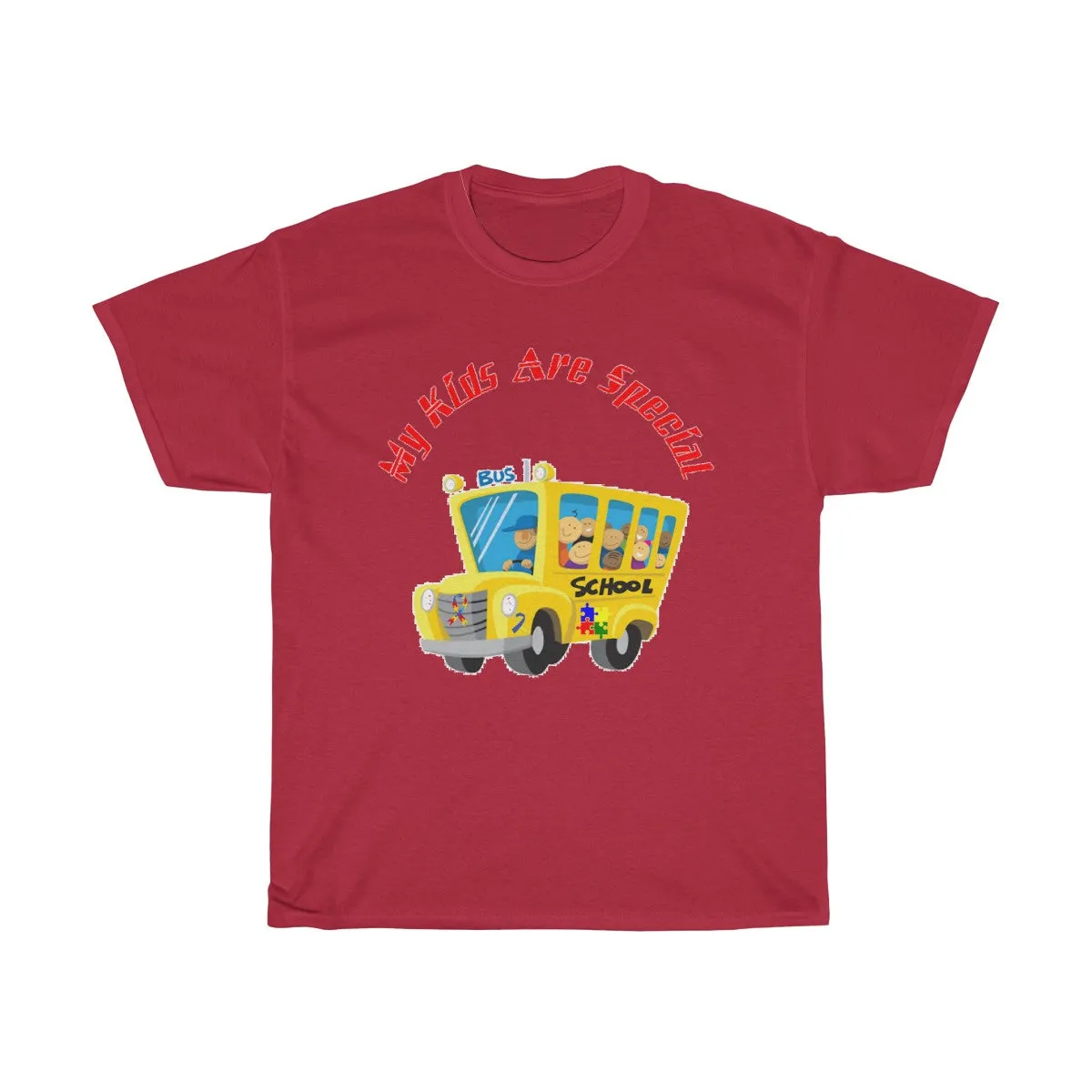 "Schoolbus Special Kids" Red Letters Unisex Heavy Cotton Tee
