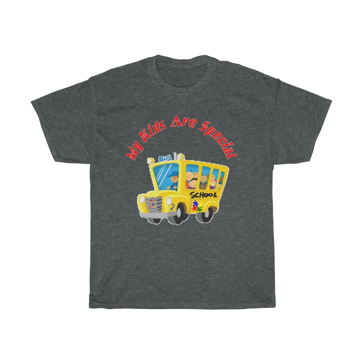 "Schoolbus Special Kids" Red Letters Unisex Heavy Cotton Tee