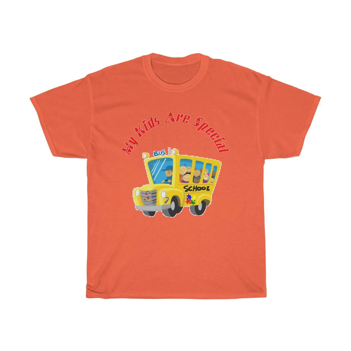 "Schoolbus Special Kids" Red Letters Unisex Heavy Cotton Tee