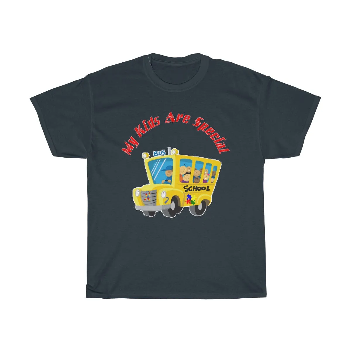 "Schoolbus Special Kids" Red Letters Unisex Heavy Cotton Tee