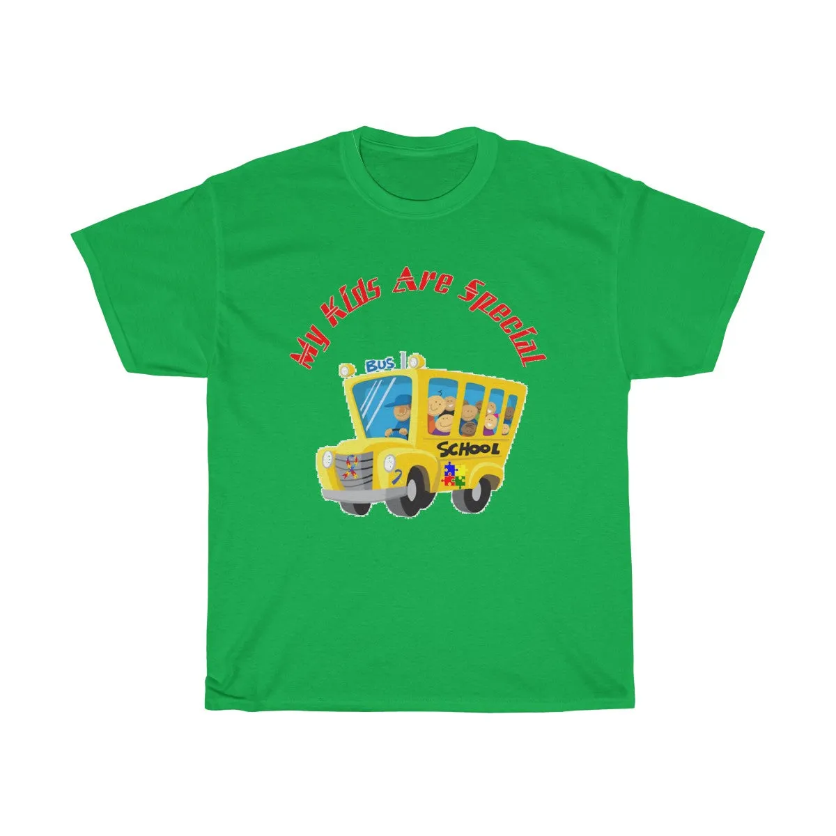 "Schoolbus Special Kids" Red Letters Unisex Heavy Cotton Tee