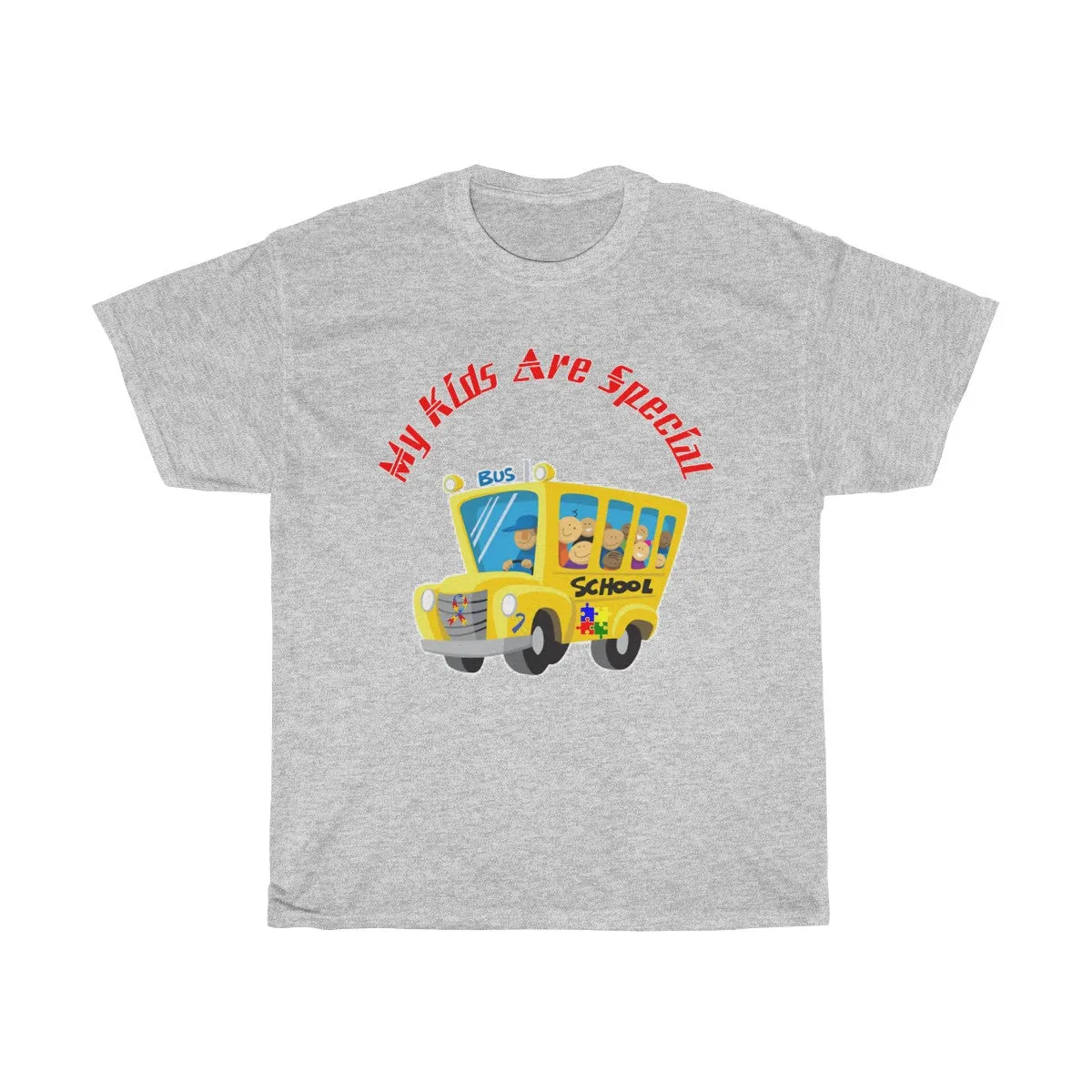 "Schoolbus Special Kids" Red Letters Unisex Heavy Cotton Tee