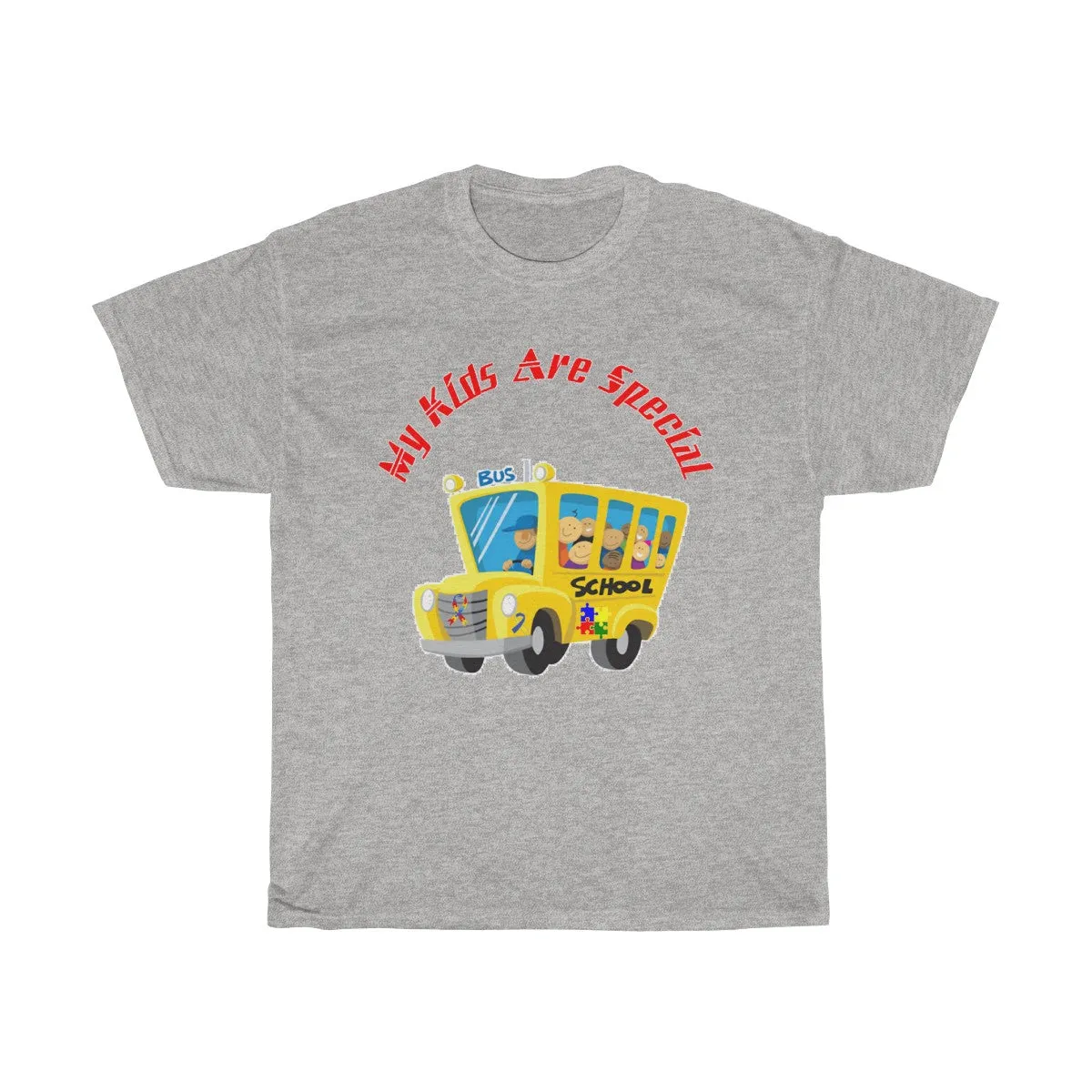 "Schoolbus Special Kids" Red Letters Unisex Heavy Cotton Tee
