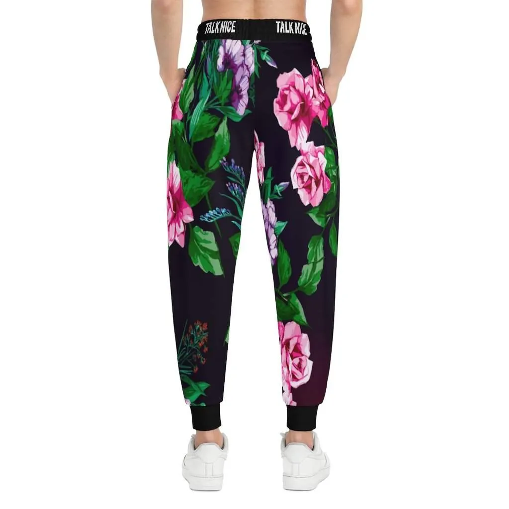 "Talk Nice" Floral Joggers
