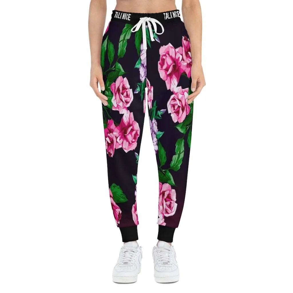 "Talk Nice" Floral Joggers