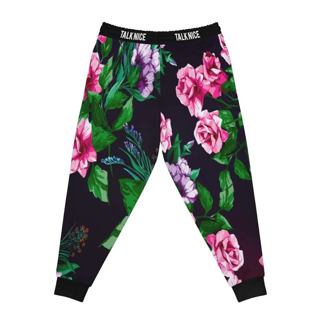 "Talk Nice" Floral Joggers