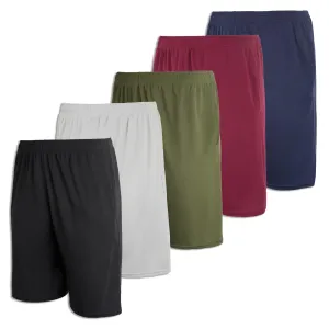 Real Essentials Mens Mesh Shorts Active Wear Athletic Short Men Basketball Pockets Workout Gym Soccer Running Summer Fitness Quick Dry Casual Clothes Sport Training Hiking, Set 7, S,Pack of 5