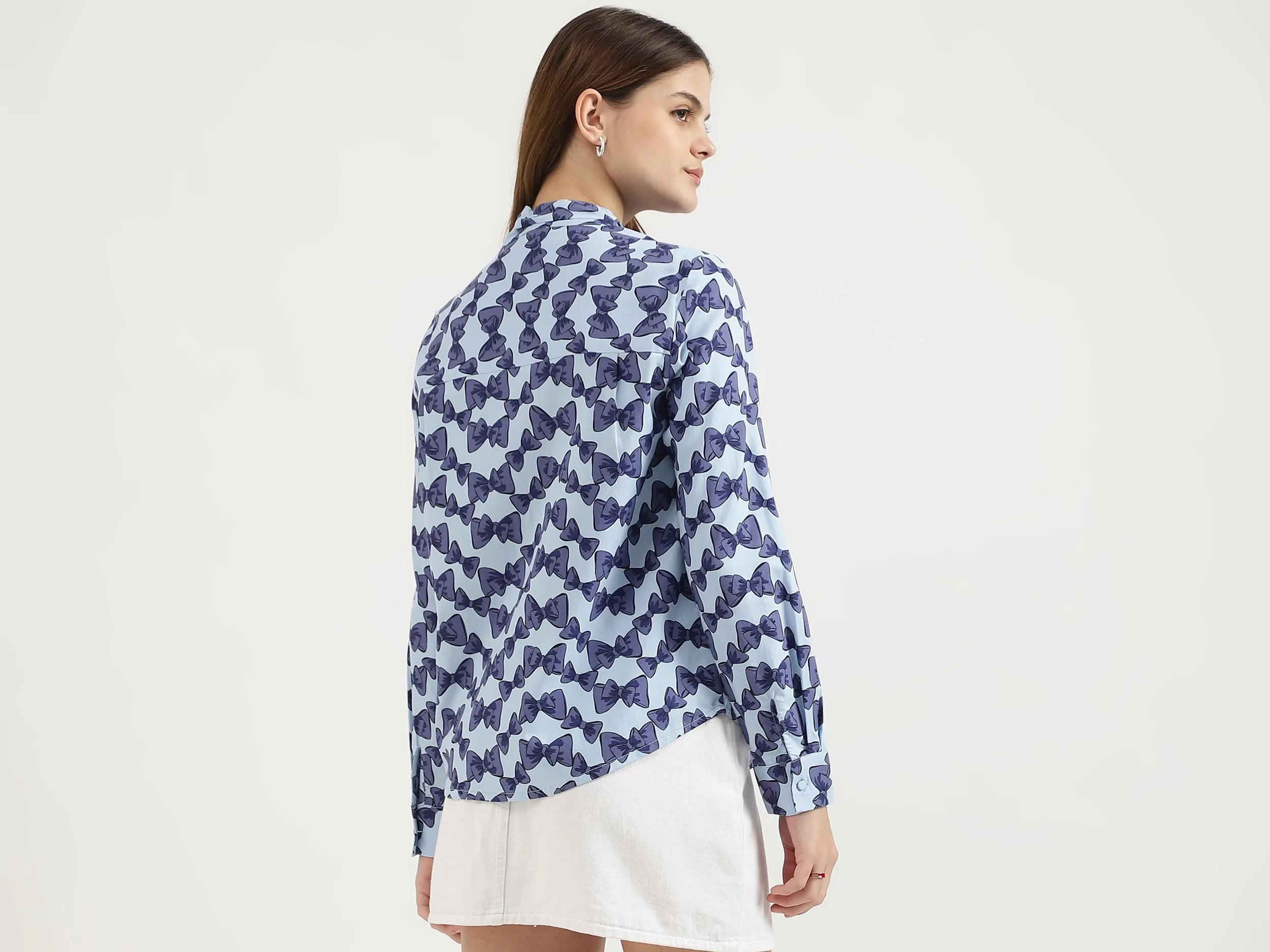Regular Fit Tie-Up Neck Printed Tops
