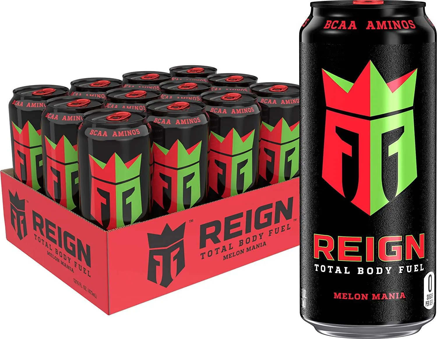 Reign Inferno Thermogenic Fuel Fitness Performance Drink 16 Fl Oz Pack of, Watermelon Warlord, (Pack of 12) and Total Body Fuel, Melon Mania, Fitness and Performance Drink, 16 Fl Oz (Pack of 12)