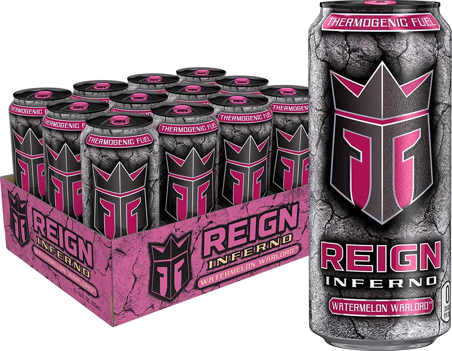 Reign Inferno Thermogenic Fuel Fitness Performance Drink 16 Fl Oz Pack of, Watermelon Warlord, (Pack of 12) and Total Body Fuel, Razzle Berry, Fitness and Performance Drink, 16 Oz (Pack of 12)